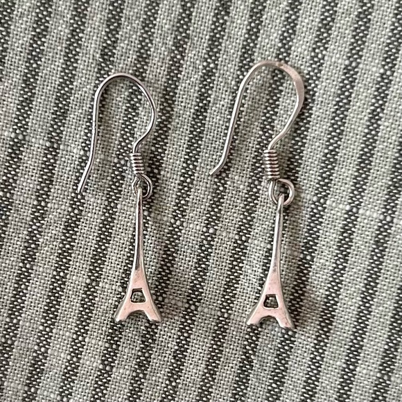 Silver Eiffel Tower Earrings - Picture 4 of 6